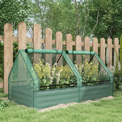 Metal Raised Garden Bed with Cover for Herbs and Vegetables Ideal for Outdoors Green Grey