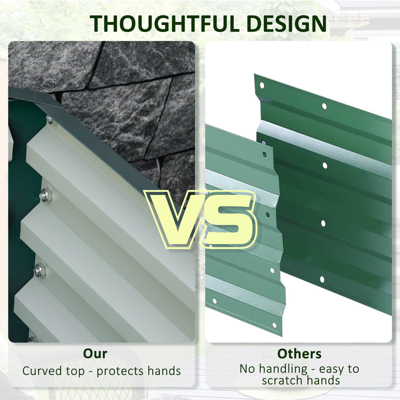 Green Steel Raised Garden Bed 120 x 120cm for Vegetables Herbs and Flowers Outdoors