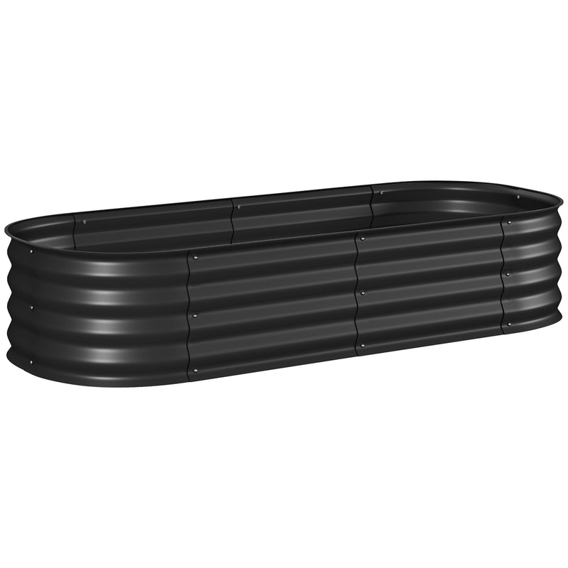 Galvanised Metal Raised Garden Bed For Flowers Herbs And Vegetables With Safety Edging Black AOSOM