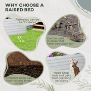 Light Grey Galvanised Steel Raised Garden Bed with Reinforced Rods for Outdoor Planting