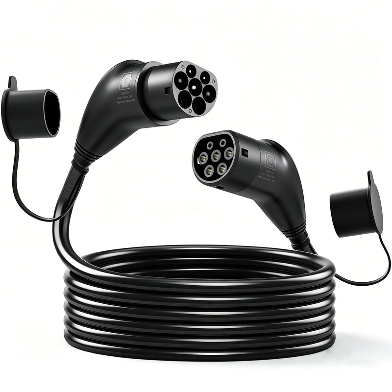 EV Charging Cable 10m Type 2 to Type 2 for Easy Long Reach Home or Public Charging Black White