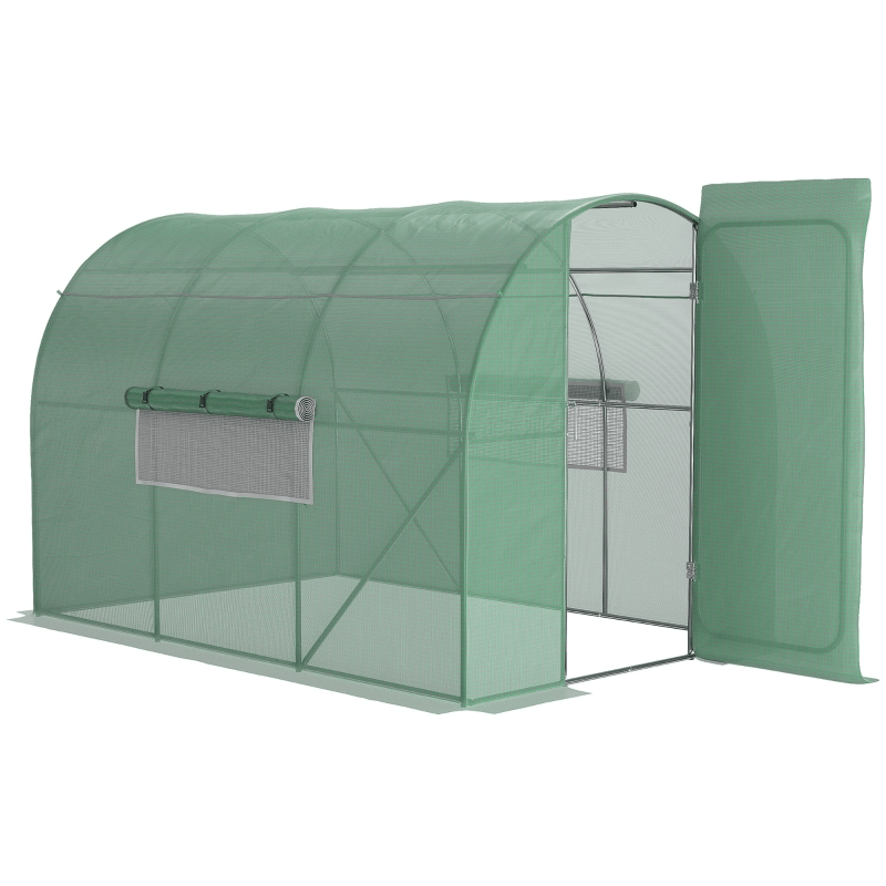 3x2m Walk In Greenhouse, Hinged Door, Steel Frame