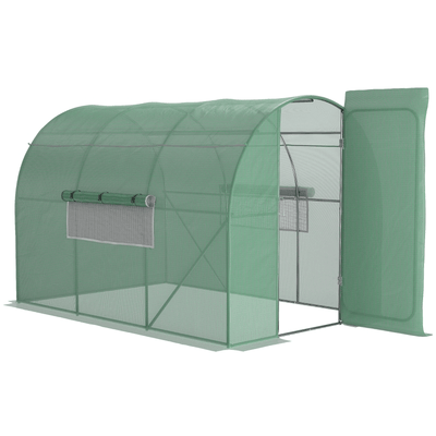 3x2m Walk In Greenhouse, Hinged Door, Steel Frame Outsunny
