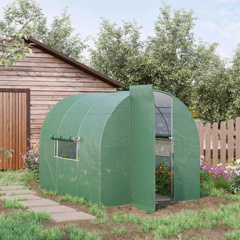 3x2m Walk In Greenhouse, Hinged Door, Steel Frame