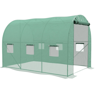 Image of a Walk In Greenhouse With Built In Sprinkler System Green