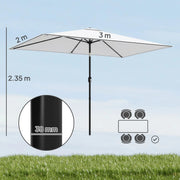 3x2m Garden Parasol with Adjustable Tilt for Easy Sun Protection on Patios and Lawns Outsunny