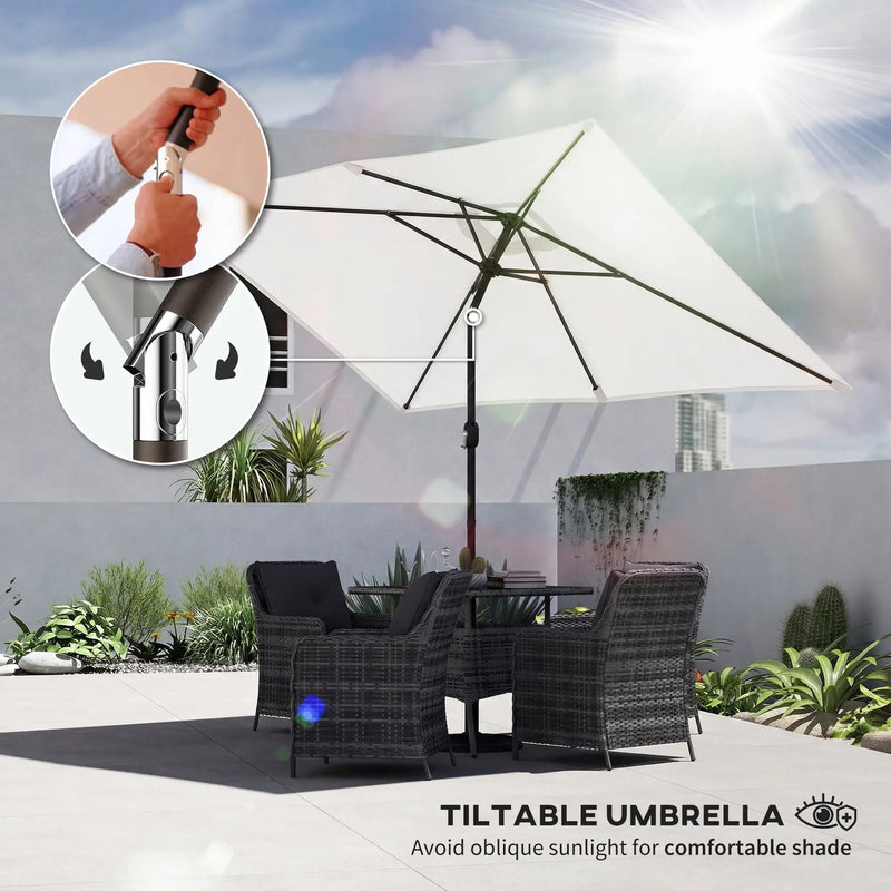 3x2m Garden Parasol with Adjustable Tilt for Easy Sun Protection on Patios and Lawns Outsunny