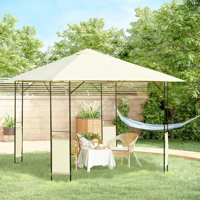 3x3 Metal Gazebo, Steel Frame, Cream Canopy, Water Resistant