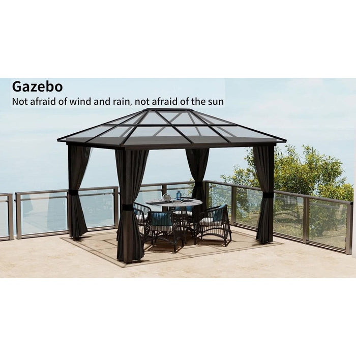 3x3.6m Steel Frame Hardtop Gazebo with Polycarbonate Roof