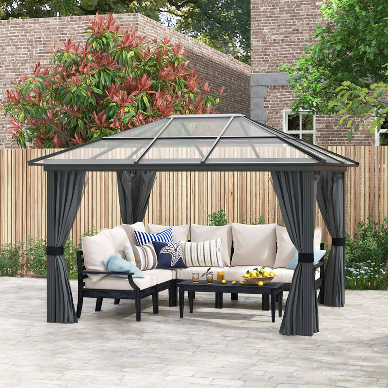 3x3.6m Steel Frame Hardtop Gazebo with Polycarbonate Roof