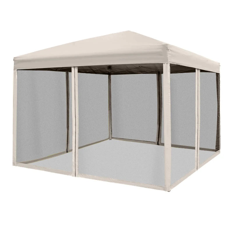 3x3 Pop Up Gazebo With Mesh Sides, Tan