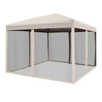 3x3 Pop Up Gazebo With Mesh Sides, Tan Outsunny