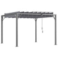 3x3 Metal Pergola With Louvered Roof, Grey Outsunny