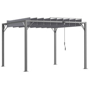 3x3 Metal Pergola With Louvered Roof, Grey Outsunny