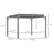 3x3 Metal Pergola With Louvered Roof, Grey Outsunny