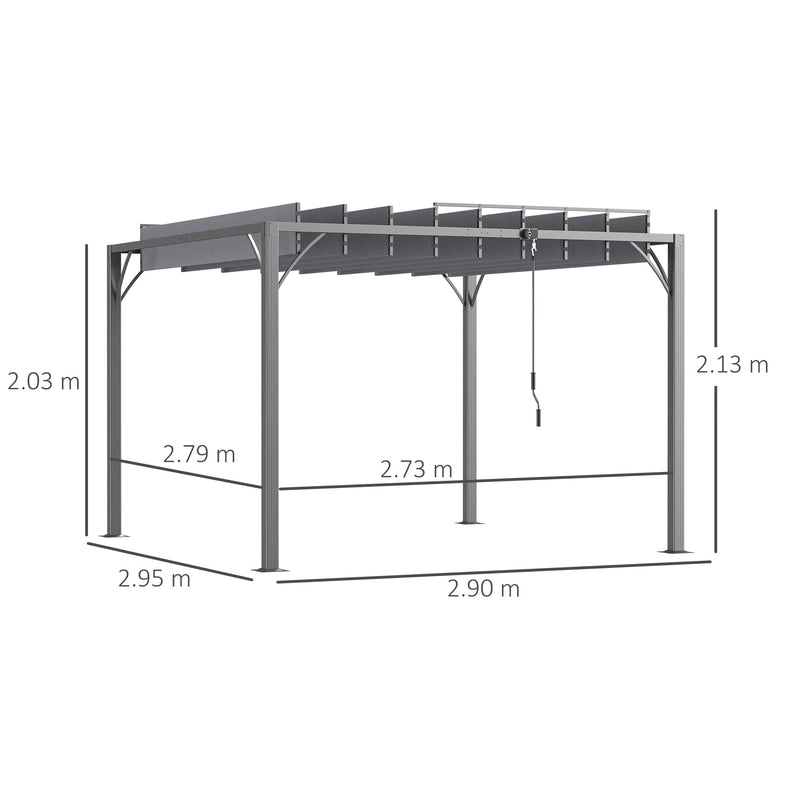 3x3 Metal Pergola With Louvered Roof, Grey Outsunny