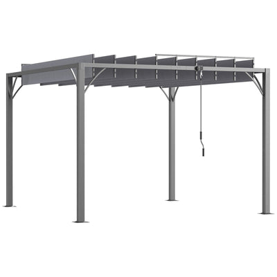 3x3 Metal Pergola With Louvered Roof, Grey Outsunny
