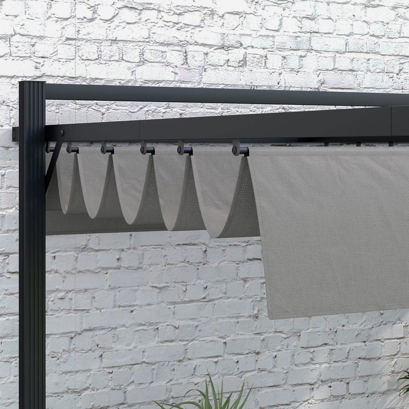 3m x 3m Metal Pergola With Retractable Roof, Grey