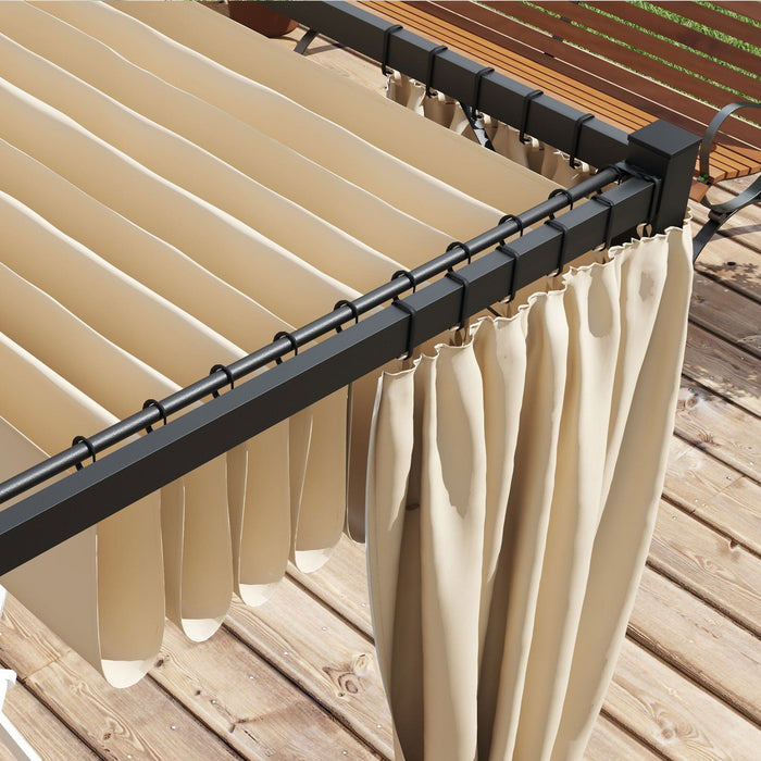 3x3m Metal Pergola with Retractable Roof and Sides, Beige