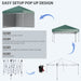 Image of an Outsunny 3m x 3m Pop Up Gazebo With 2 Sides, Legs Weights, Carrying Case, Green