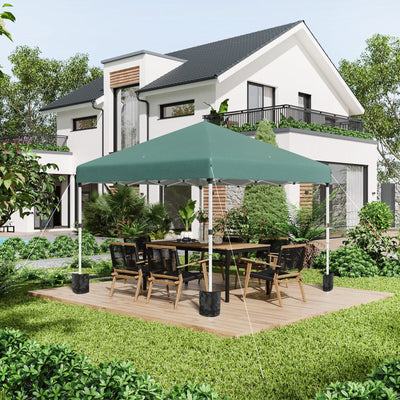 Image of an Outsunny 3m x 3m Pop Up Gazebo With 2 Sides, Legs Weights, Carrying Case, Green