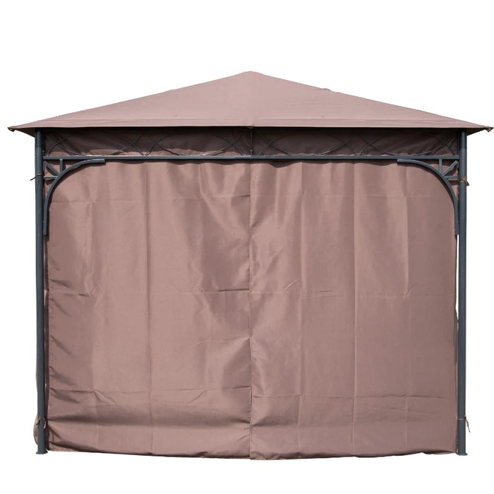 3x3m Garden Gazebo Pavilion With Steel Frame, Coffee