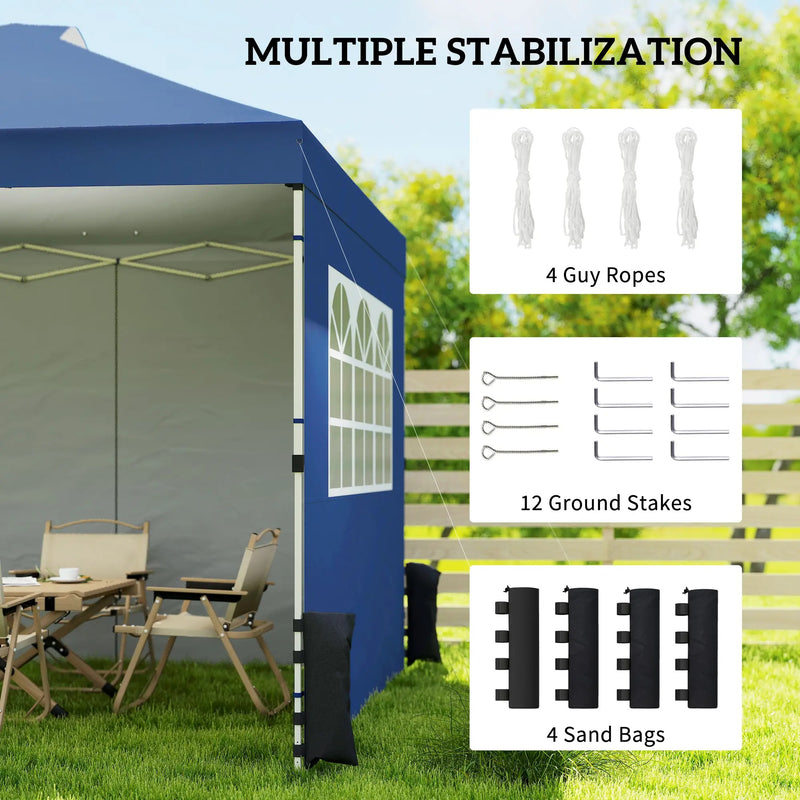 3x3m Pop Up Gazebo with Sidewalls and Windows for Outdoor Events and Shelter Outsunny