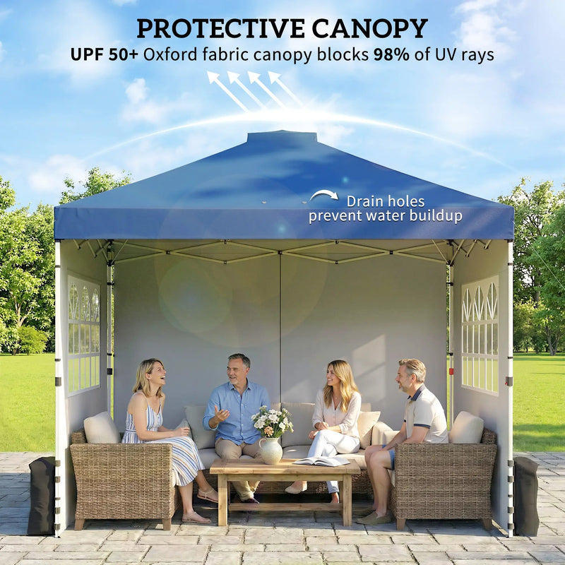 3x3m Pop Up Gazebo with Sidewalls and Windows for Outdoor Events and Shelter Outsunny