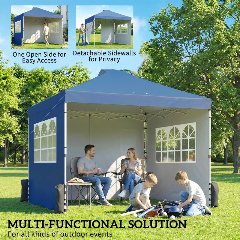 3x3m Pop Up Gazebo with Sidewalls and Windows for Outdoor Events and Shelter Outsunny