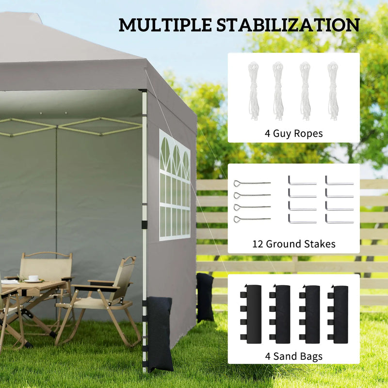 3x3m Pop Up Gazebo with Sidewalls and Windows for Outdoor Events and Shelter Outsunny