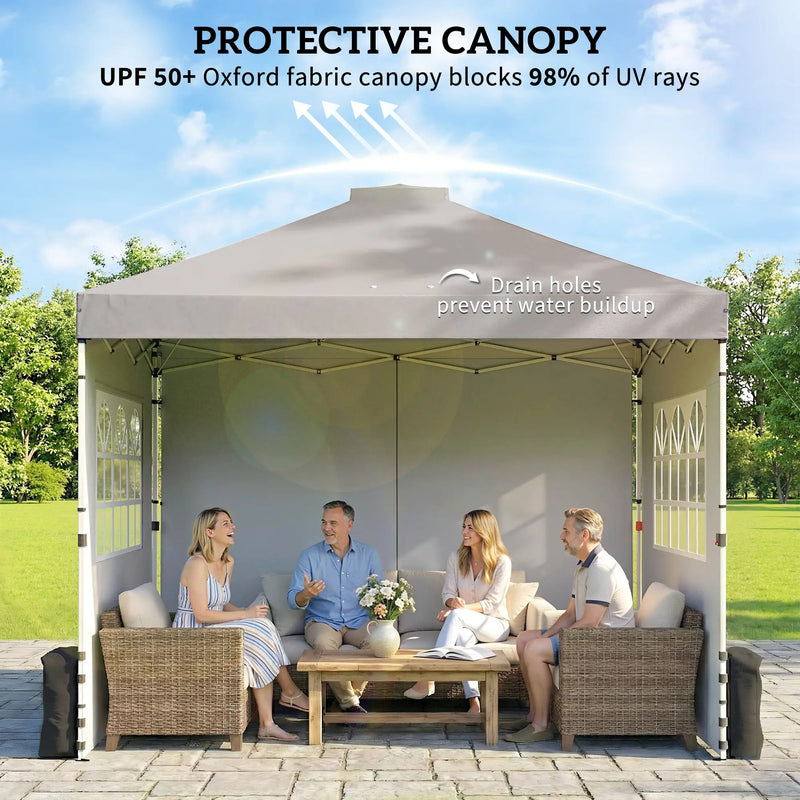 3x3m Pop Up Gazebo with Sidewalls and Windows for Outdoor Events and Shelter Outsunny