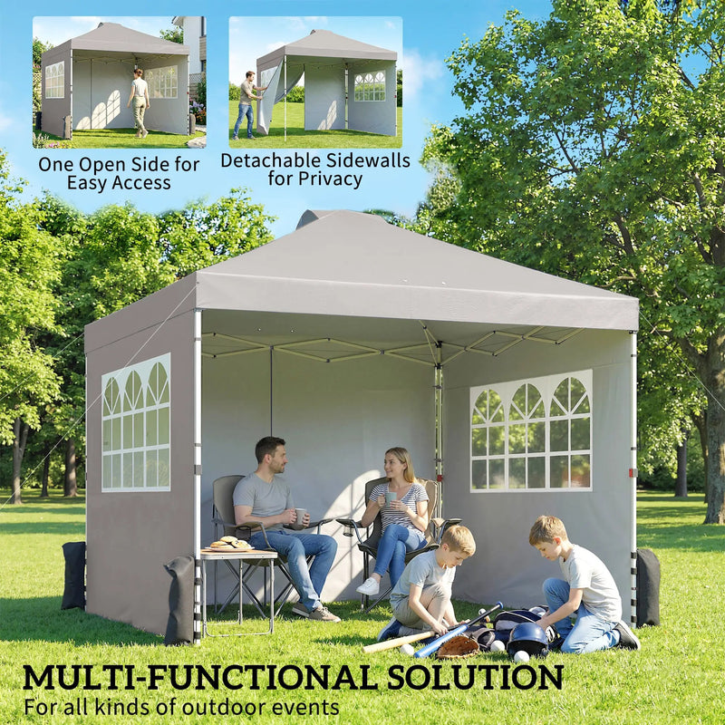 3x3m Pop Up Gazebo with Sidewalls and Windows for Outdoor Events and Shelter Outsunny