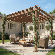 3x3m Wooden Garden Pergola for Climbing Plants and Natural Shade Maple Wood Effect