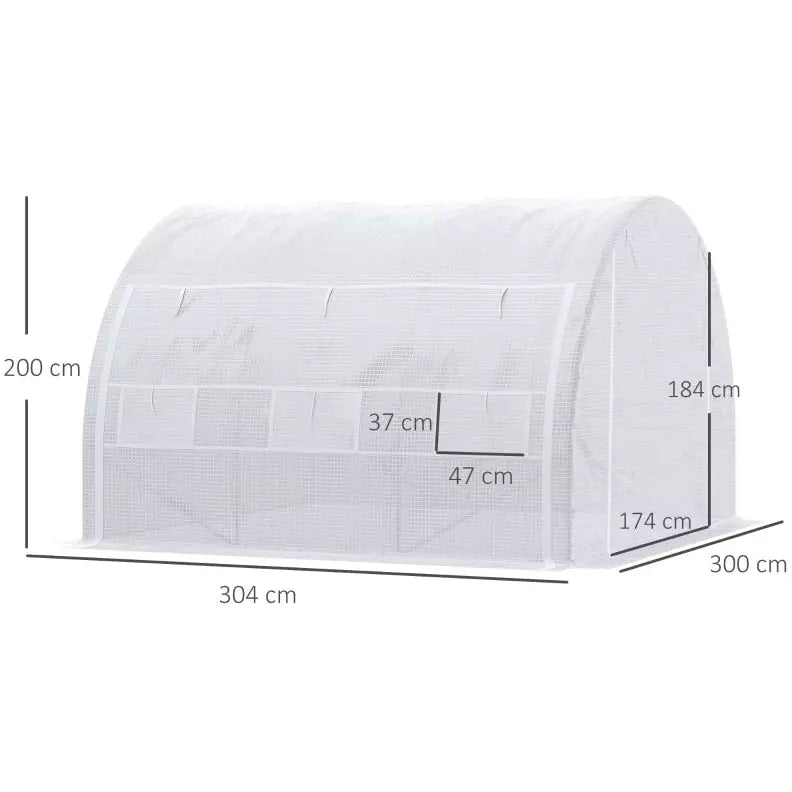 Walk In Polytunnel, Steel Frame, 3x3x2m, White