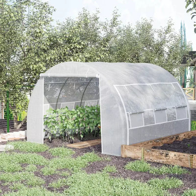 Walk In Polytunnel, Steel Frame, 3x3x2m, White Outsunny
