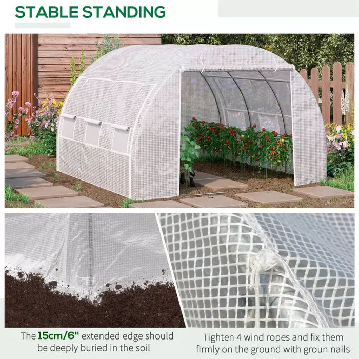 Walk In Polytunnel, Steel Frame, 3x3x2m, White