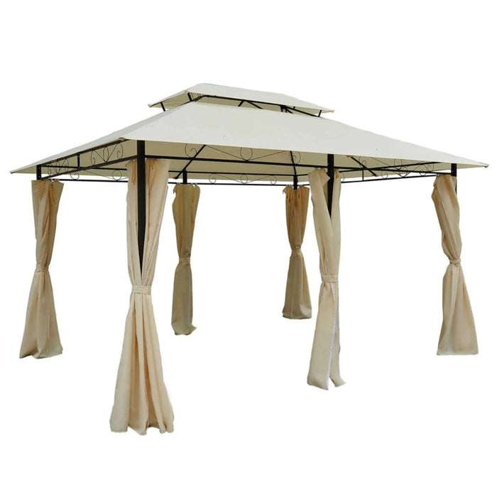 Metal Frame Gazebo, 4x3, Cream Canopy & Curtains