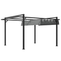 3x4m Retractable Pergola Canopy Kit, Steel Frame, Dark Grey Outsunny