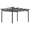 4x3m Metal Pergola with Retractable Roof, Dark Grey Outsunny