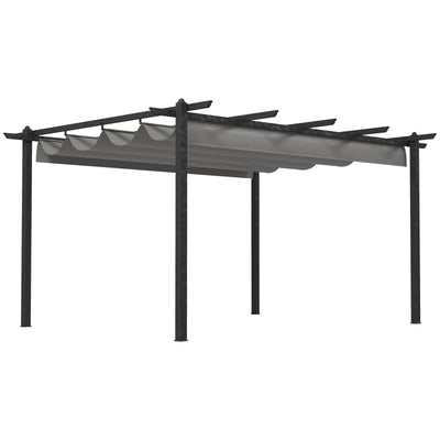 4x3m Metal Pergola with Retractable Roof, Dark Grey Outsunny