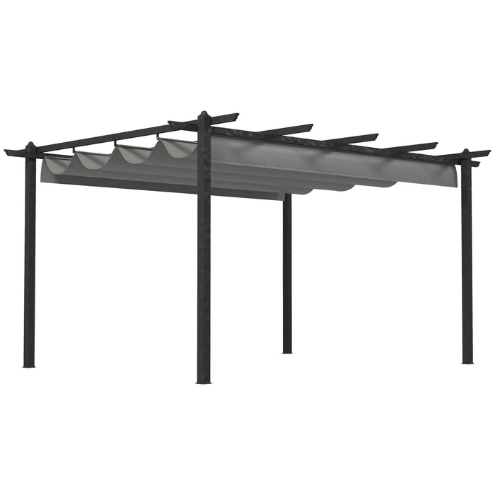 4x3m Metal Pergola with Retractable Roof, Dark Grey