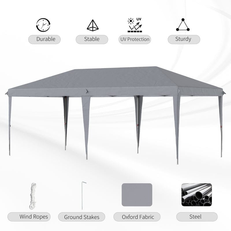 Pop Up Gazebo 6x3, UV-Resistant, Adjustable Height, Grey