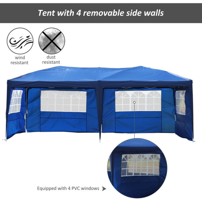 Pop Up Gazebo 6x3, UV-Resistant, Adjustable Height, Blue