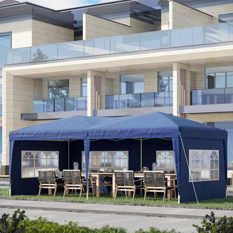 Pop Up Gazebo 6x3, UV-Resistant, Adjustable Height, Blue