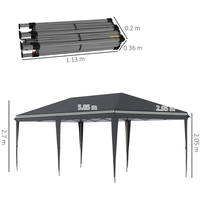 Pop Up Gazebo 6x3, UV-Resistant, Adjustable Height, Black