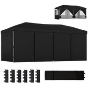3x6m Pop Up Garden Gazebo with Adjustable Height and Detachable Sides for Outdoor Shelter and Events Outsunny