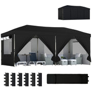 3x6m Pop Up Garden Gazebo with Adjustable Height and Detachable Sides for Outdoor Shelter and Events Outsunny
