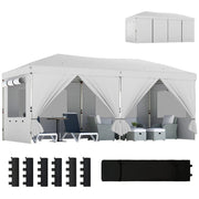 3x6m Pop Up Garden Gazebo with Adjustable Height and Detachable Sides for Outdoor Shelter and Events Outsunny