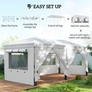 3x6m Pop Up Garden Gazebo with Adjustable Height and Detachable Sides for Outdoor Shelter and Events Outsunny