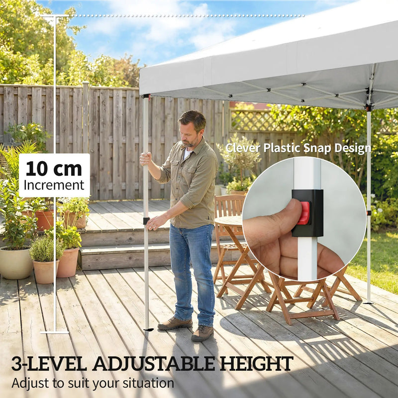 3x6m Pop Up Garden Gazebo with Adjustable Height and Detachable Sides for Outdoor Shelter and Events Outsunny
